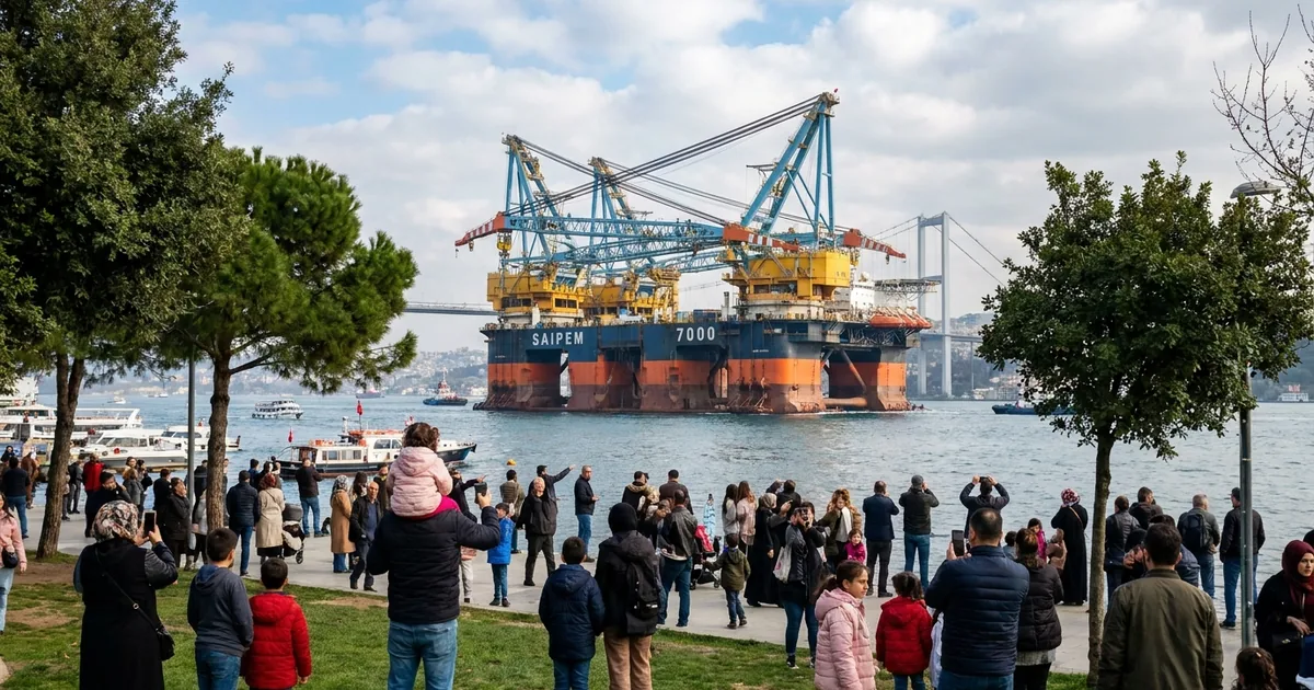 Dev vinç gemisi SAIPEM 7000 İstanbul Boğazı'ndan geçiyor - Son Bir Dakika