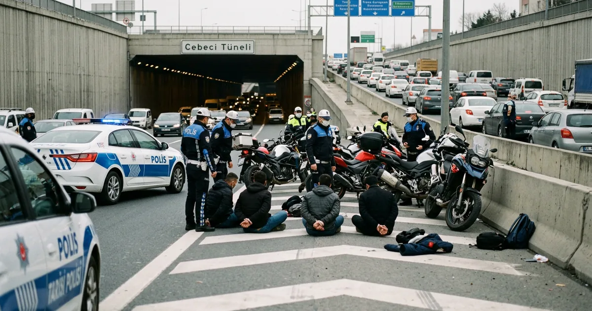 İstanbul TEM'de polisten kaçan motosikletlilere barikat