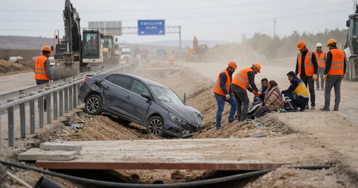 Eskişehir-Alpu yolunda otomobil şarampole devrildi: 2 yaralı
