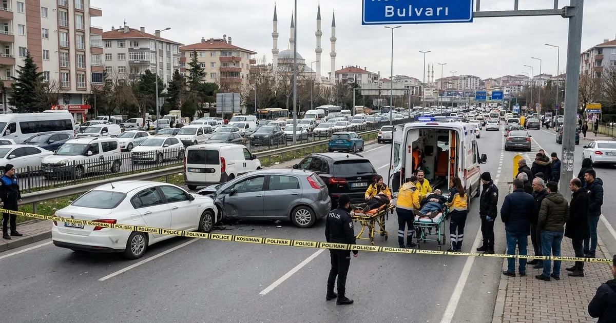 Kocasinan Bulvarı'nda 3 araçlı zincirleme kaza meydana geldi