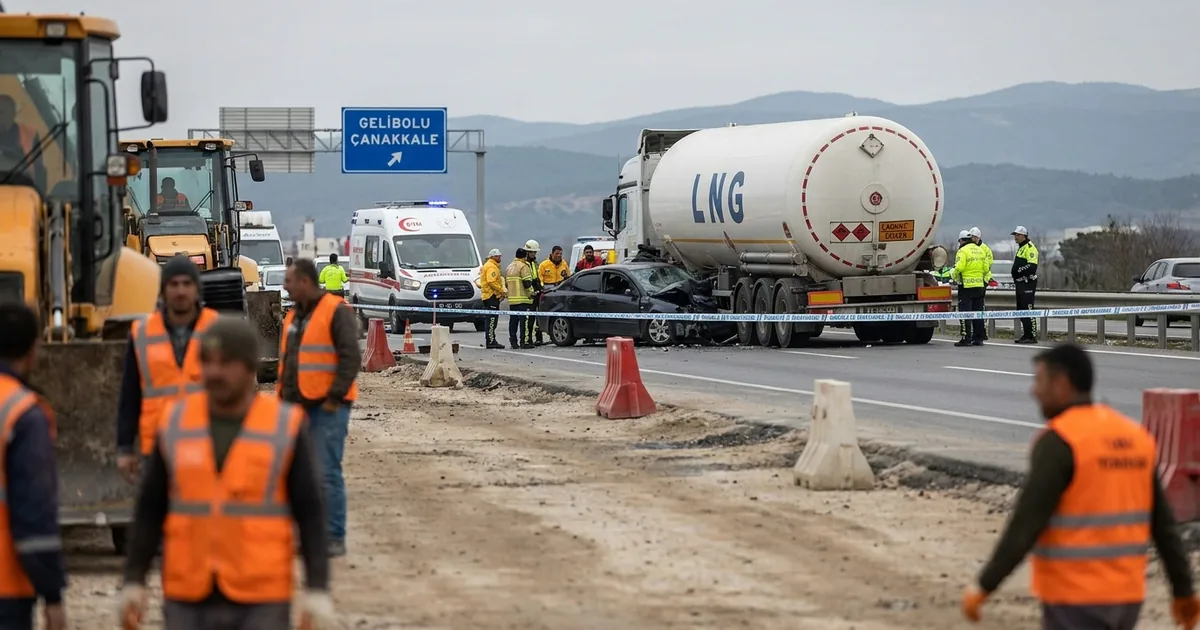 Çanakkale'de tankere çarpan otomobilde 2 kişi öldü 2 kişi yaralandı