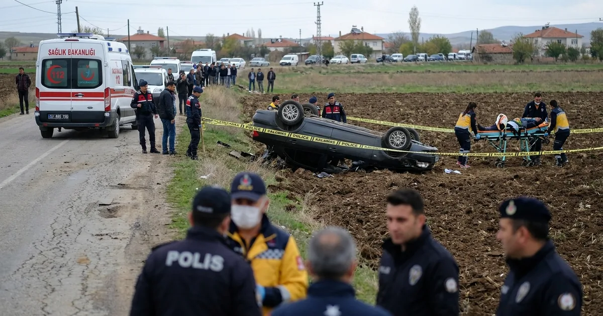 Bursa'da kontrolden çıkan araç tarlaya devrildi: 5 yaralı