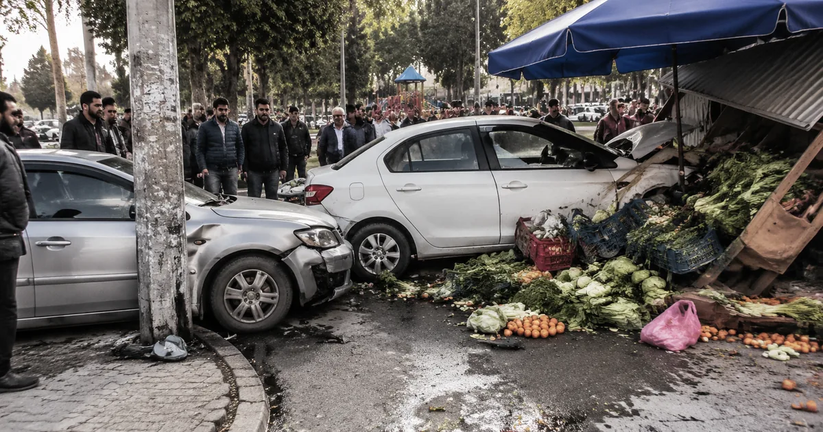 Osmaniye Kadirli'de otomobil kontrolden çıktı, manavda durabildi