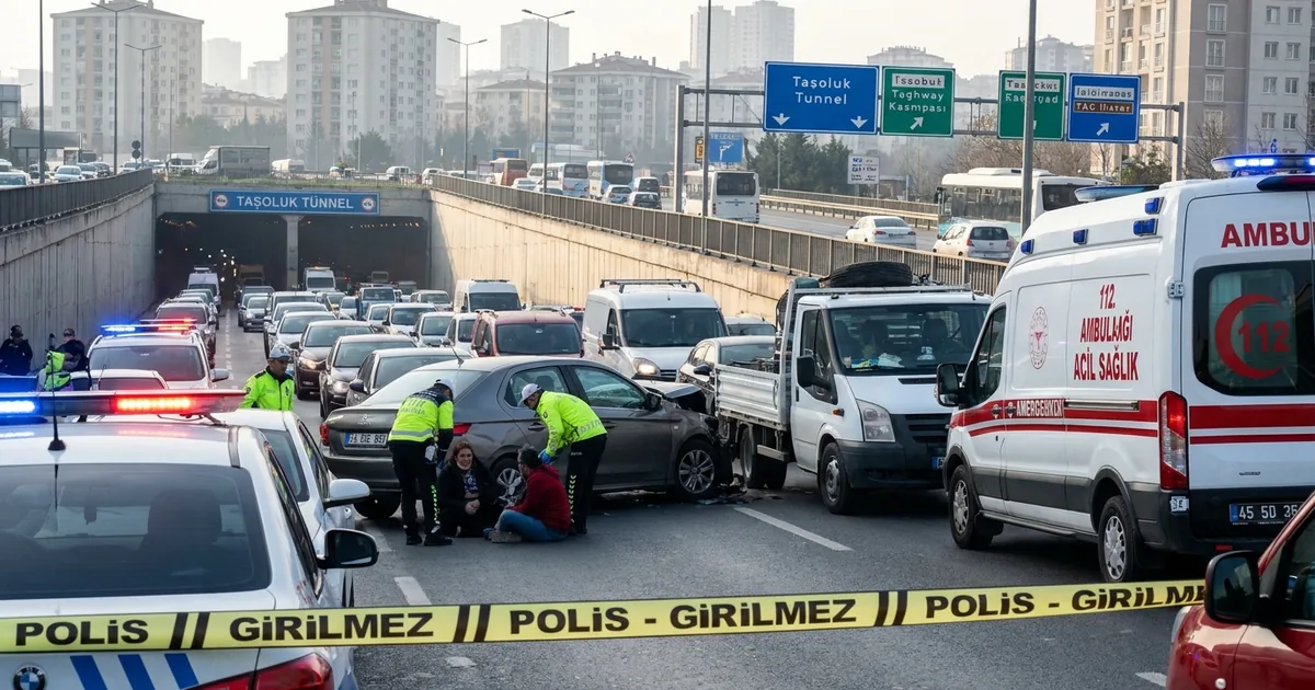 TAG Otoyolu Taşoluk Tüneli'nde Kaza: 2 Yaralı, Trafik Durdu
