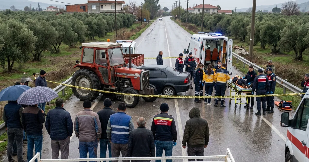 Manisa Selendi'de otomobil traktöre çarptı: 4 yaralı