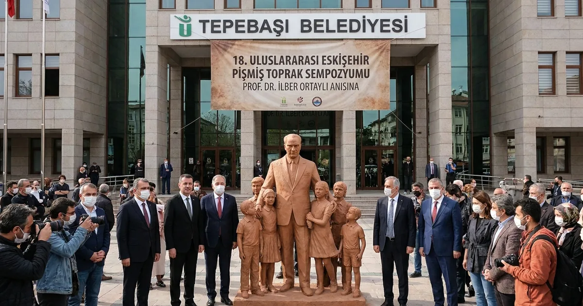 Tepebaşı'nda Atatürk ve Çocuklar temalı anıt tamamlandı