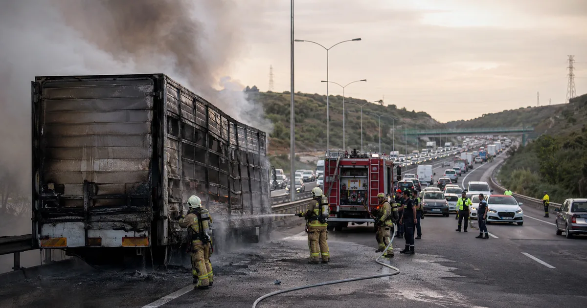 Kuzey Marmara Otoyolu'nda yangın: Tır kül oldu, trafik felç!