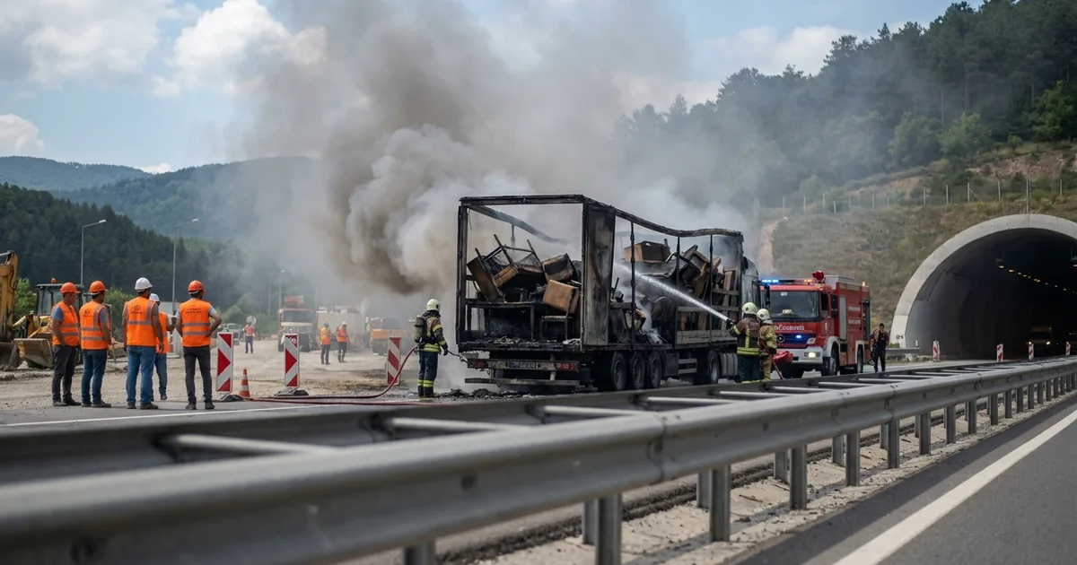 Bolu Dağı Tüneli'nde TIR dorsesi alevlere teslim oldu - Son Bir Dakika