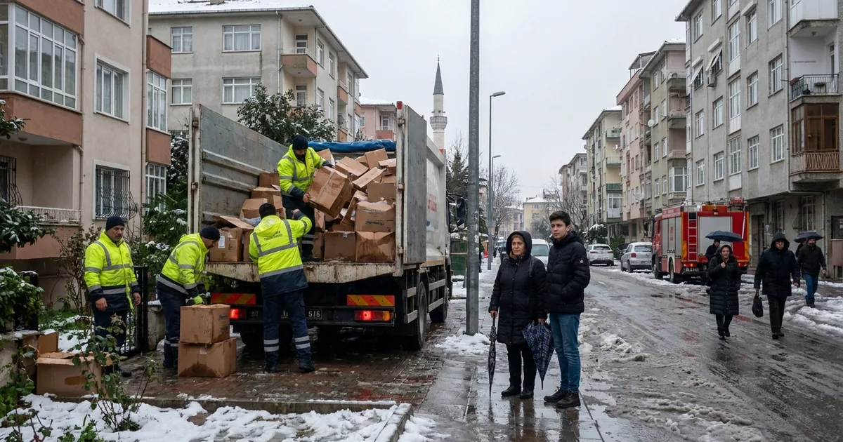Site bahçesine karton istifleyen anne ve oğula müdahale - Son Bir Dakika