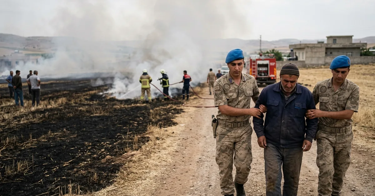 Siverek’te 300 dönüm anız yakan çiftçi jandarmadan kaçamadı