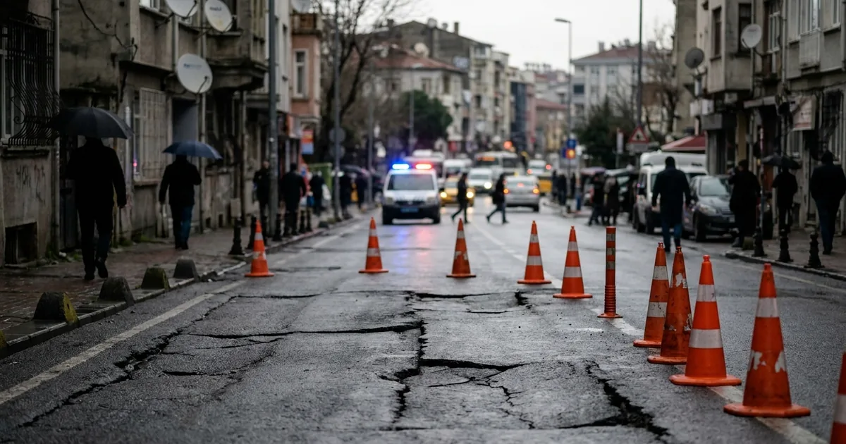 Beşiktaş Akatlar Mahallesi'nde yolda beklenmedik çökme - Son Bir Dakika