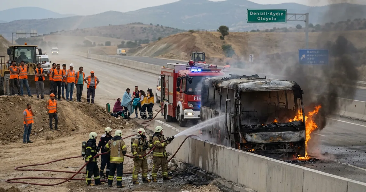 Denizli'de İzmir-Antalya otobüsü yandı: 3 ölü, 20 yaralı