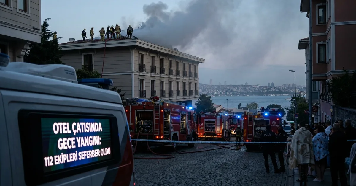 Otel çatısında gece yangını: 112 ekipleri seferber oldu - Son Bir Dakika