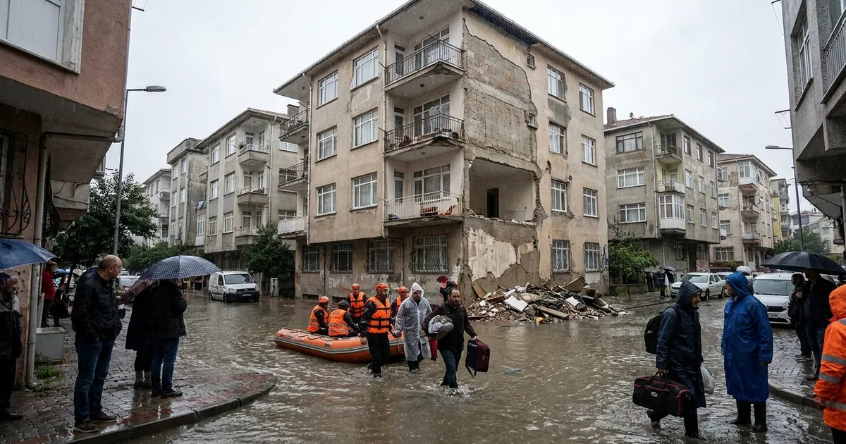 Esentepe'de 5 katlı binanın balkonları ve duvarı çöktü