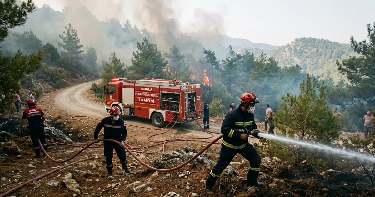 Fethiye'de çıkan yangın için bölgede seferberlik başladı