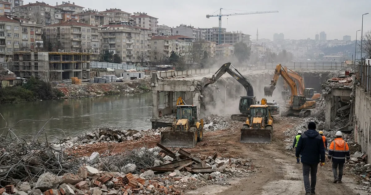 Sarıyer Ayazağa'da sel sonrası riskli binalar yıkılıyor - Son Bir Dakika