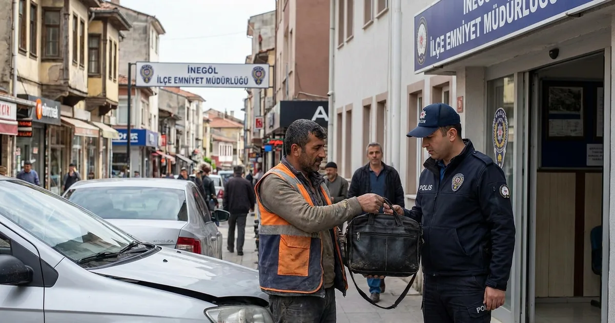 İnegöl'de bulunan para dolu çanta emniyete götürüldü