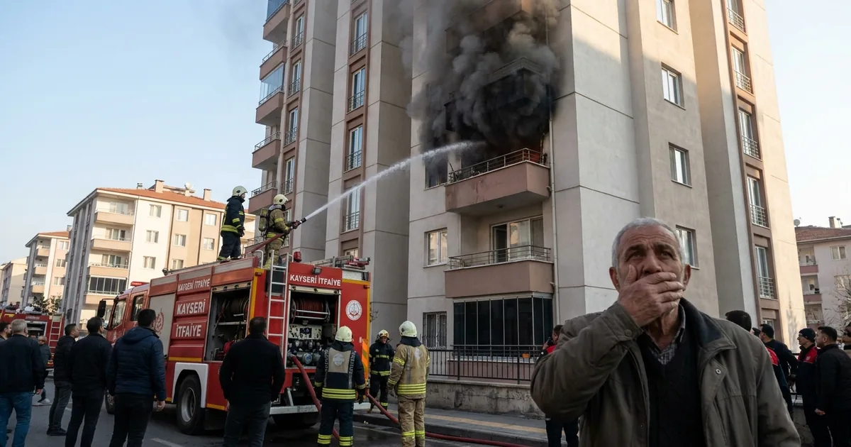Kayseri'de 13. Kattaki yangında balkondan düşen ev sahibi öldü