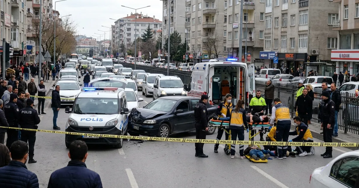 Çorum'da otomobil ekip aracına çarptı: 2'si polis 4 yaralı