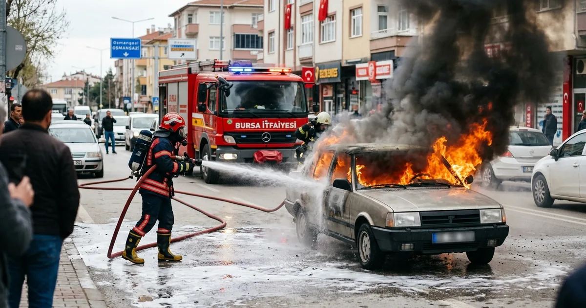 Bursa’da seyir halindeki otomobil aniden alev aldı