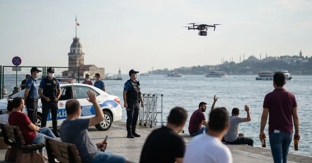 Üsküdar'da drone hoparlöründen uyarı: Derhal uzaklaşın
