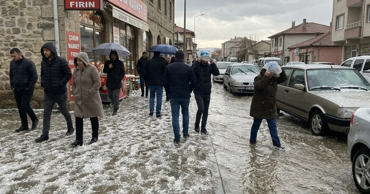 Çorum'un Alaca ilçesinde akşam saatlerinde dolu felci